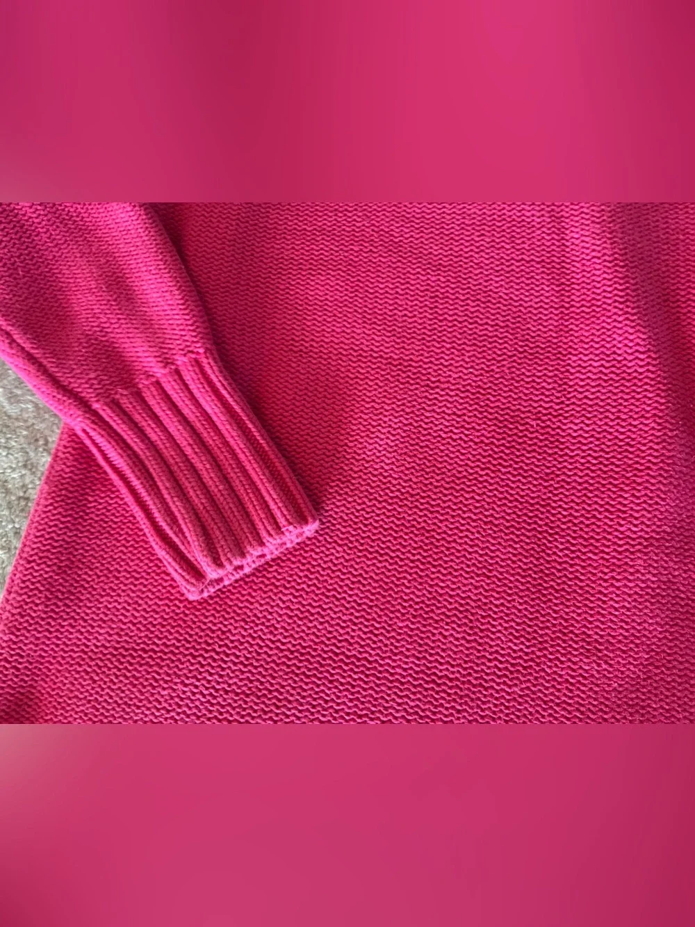 Women’s Long Sleeve V-Neck Pink Sweater Size Large 100% Cotton